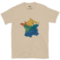 Lift Lines Threading the Shape of France design on a Sand Gildan Softstyle t-shirt
