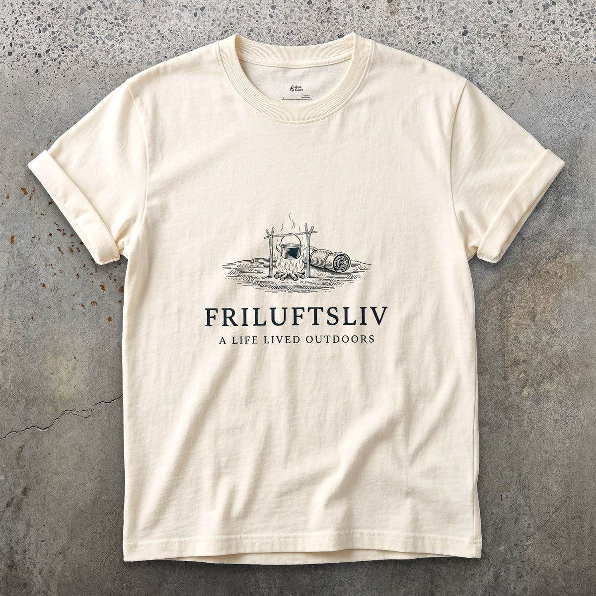Friluftsliv, a Life Lived Outdoors design on a Natural Gildan Softstyle t-shirt