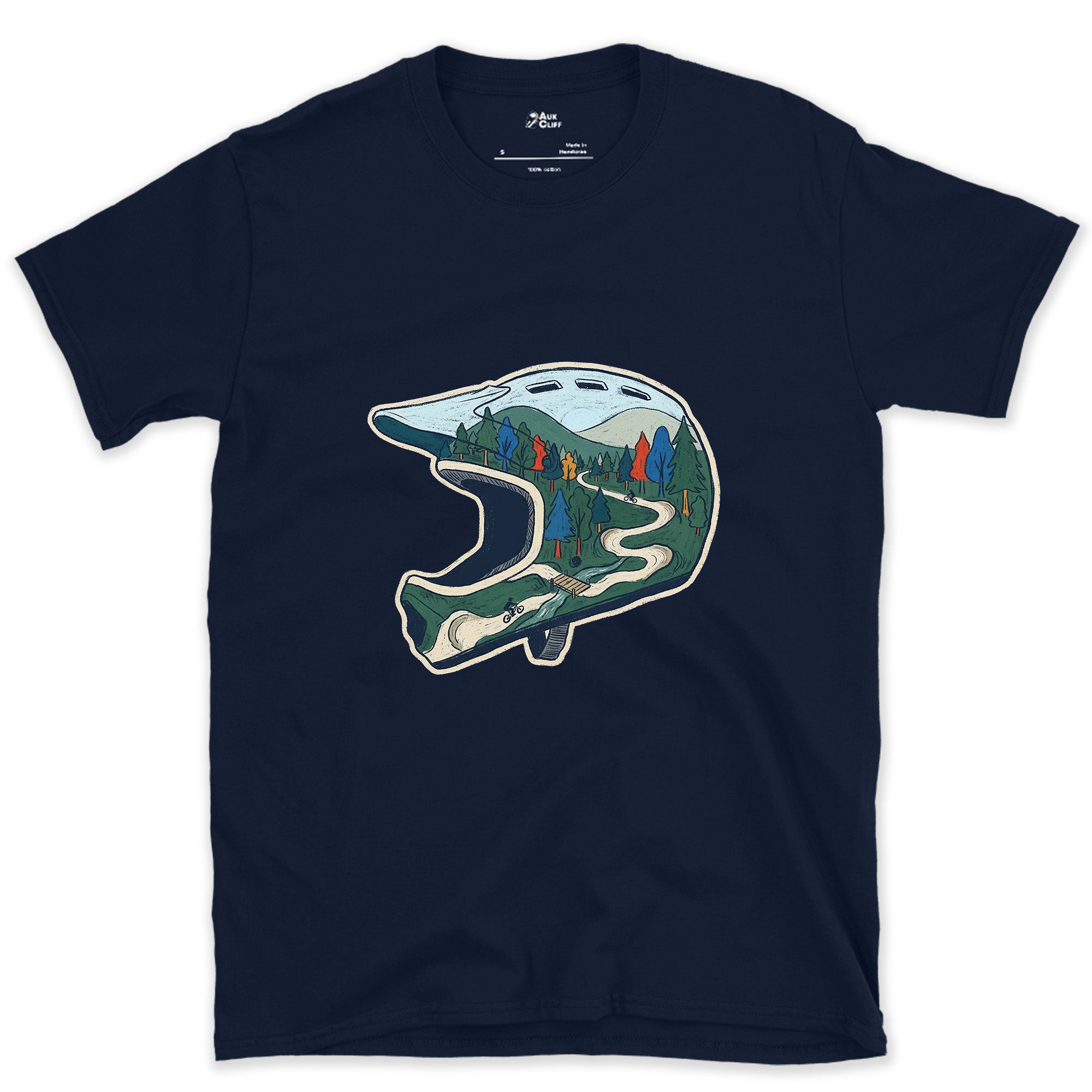 The Ride Replayed Inside the Helmet design on a Navy Gildan Softstyle t-shirt