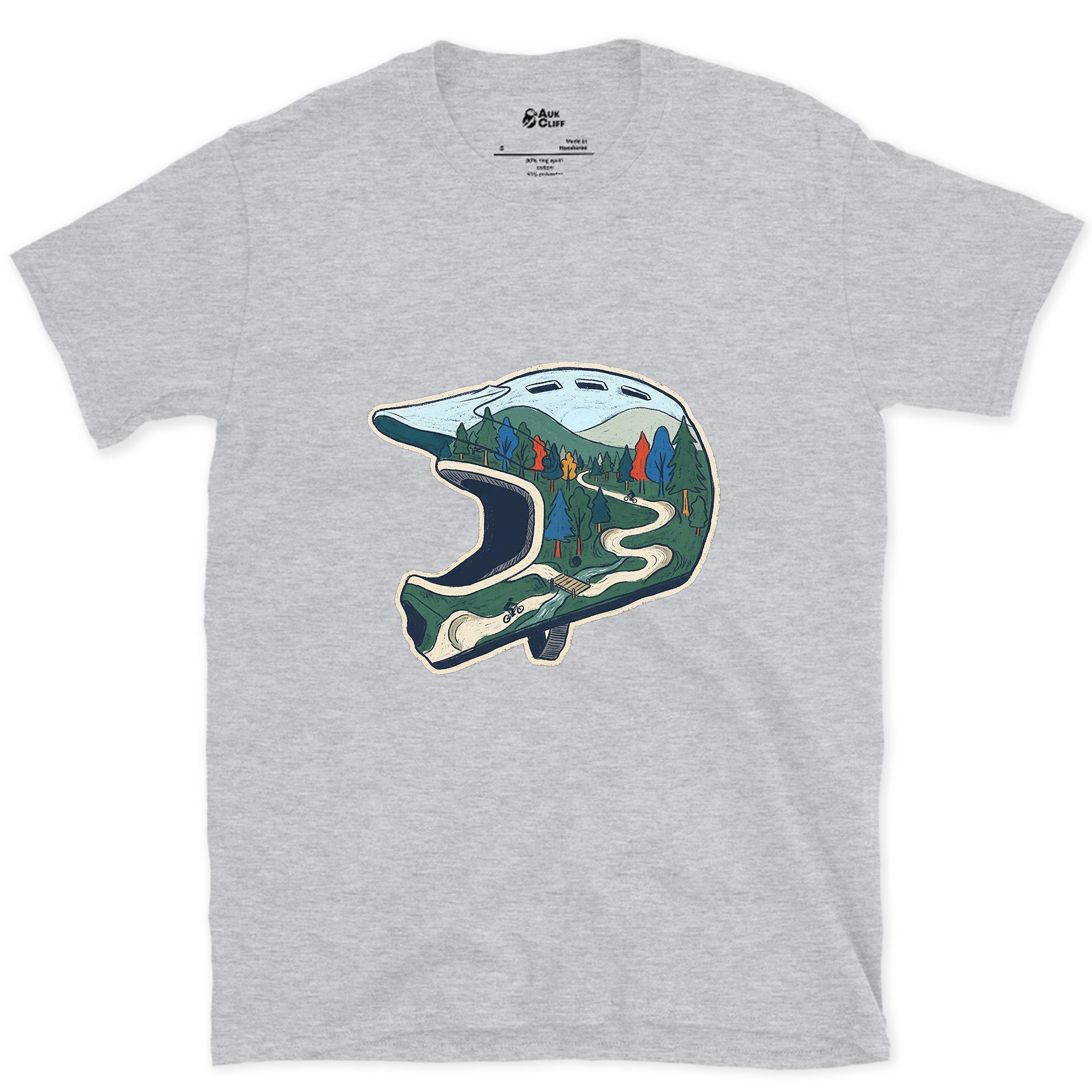The Ride Replayed Inside the Helmet design on a Sport Grey Gildan Softstyle t-shirt