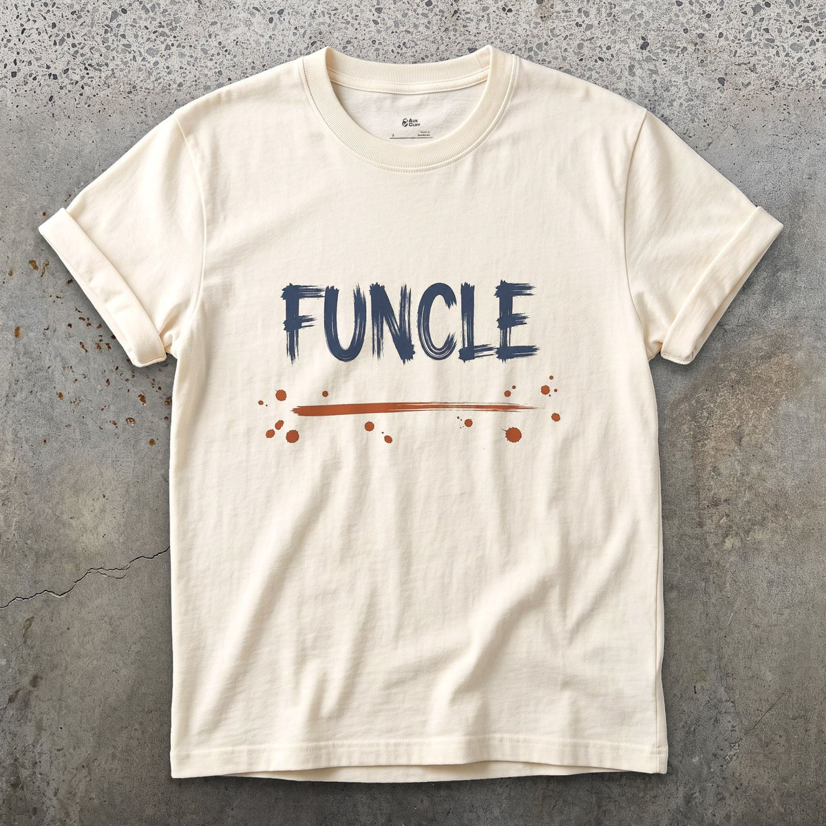 Funcle design on a Natural Gildan Softstyle t-shirt