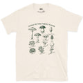 Nine Fungi of the Forest Floor design on a Natural Gildan Softstyle t-shirt