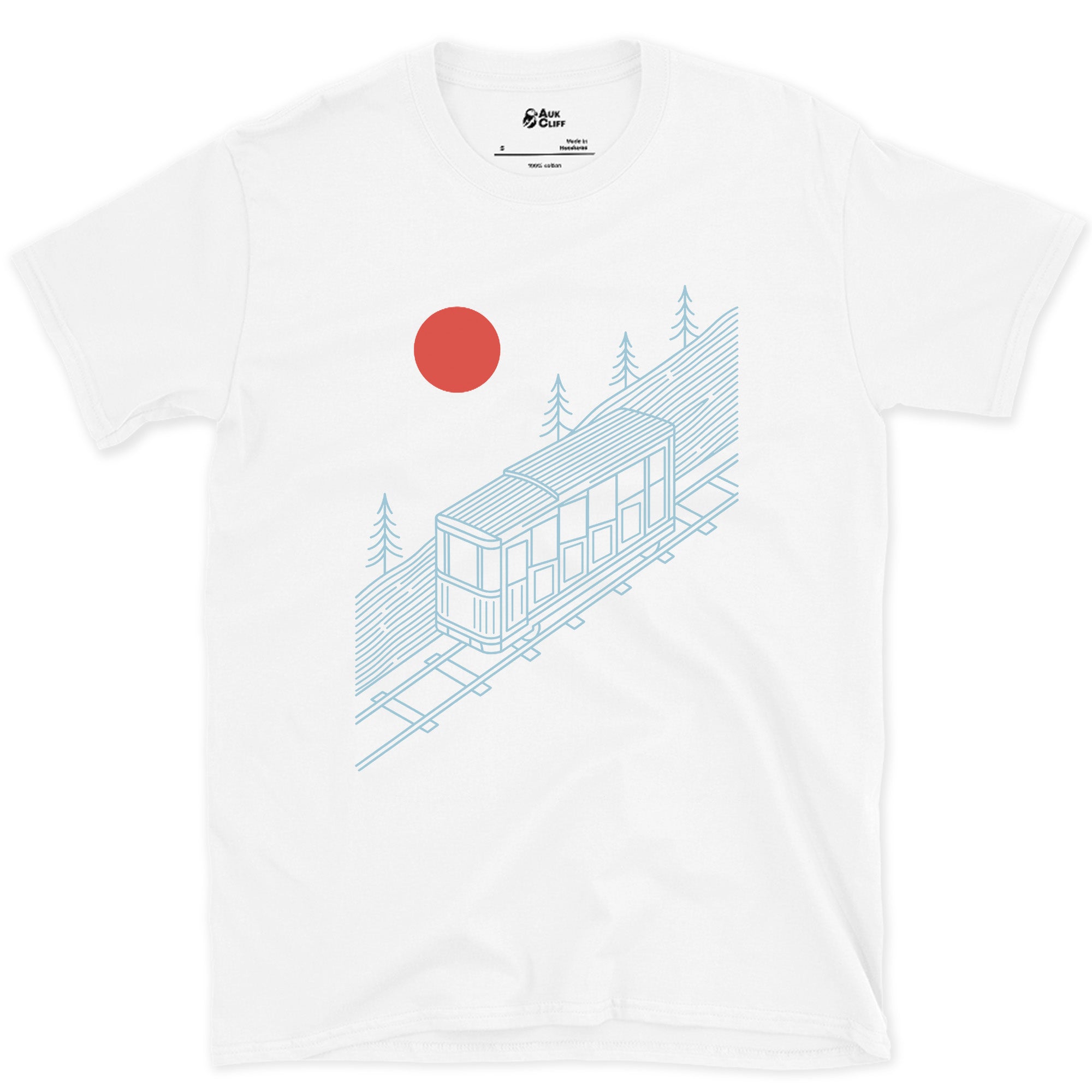 The Slope Does Most of the Work, Funicular design on a White Gildan Softstyle t-shirt