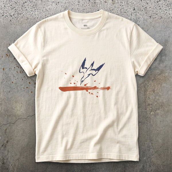 Gannet, Folded for the Dive design on a Natural Gildan Softstyle t-shirt