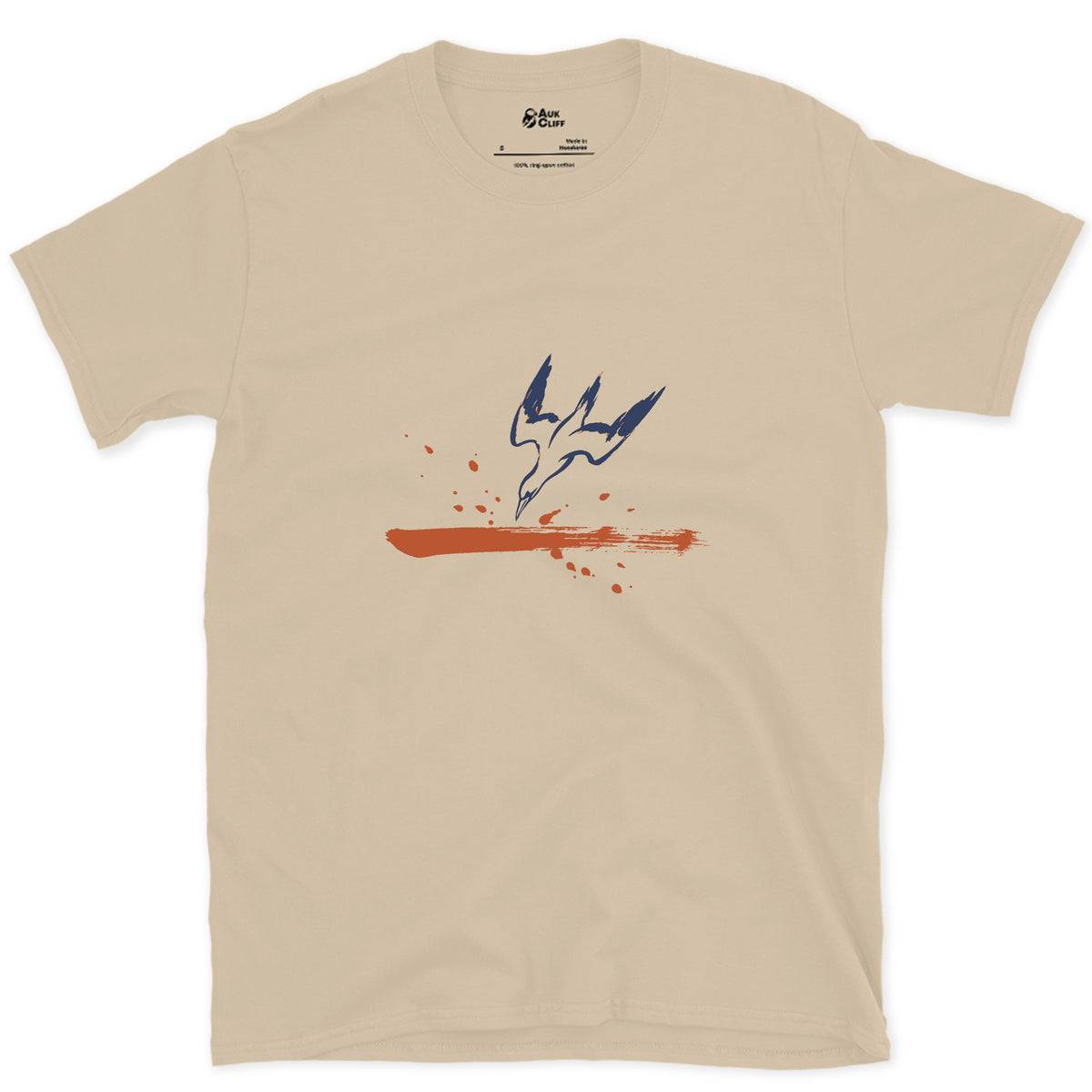 Gannet, Folded for the Dive design on a Sand Gildan Softstyle t-shirt