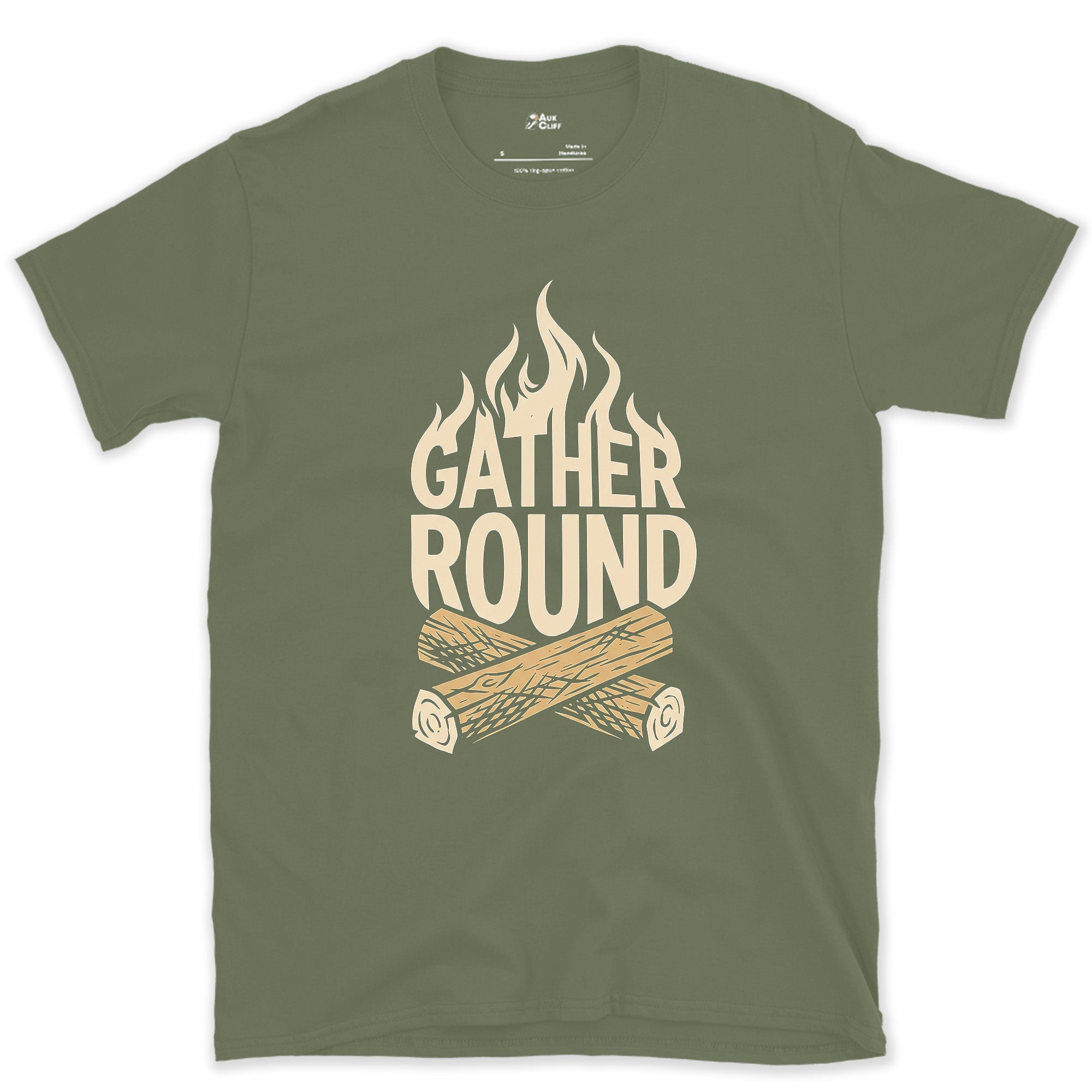 Everyone's Invited to This Fire design on a Military Green Gildan Softstyle t-shirt