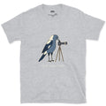 Gear Acquisition, Magpie With a Camera design on a Sport Grey Gildan Softstyle t-shirt