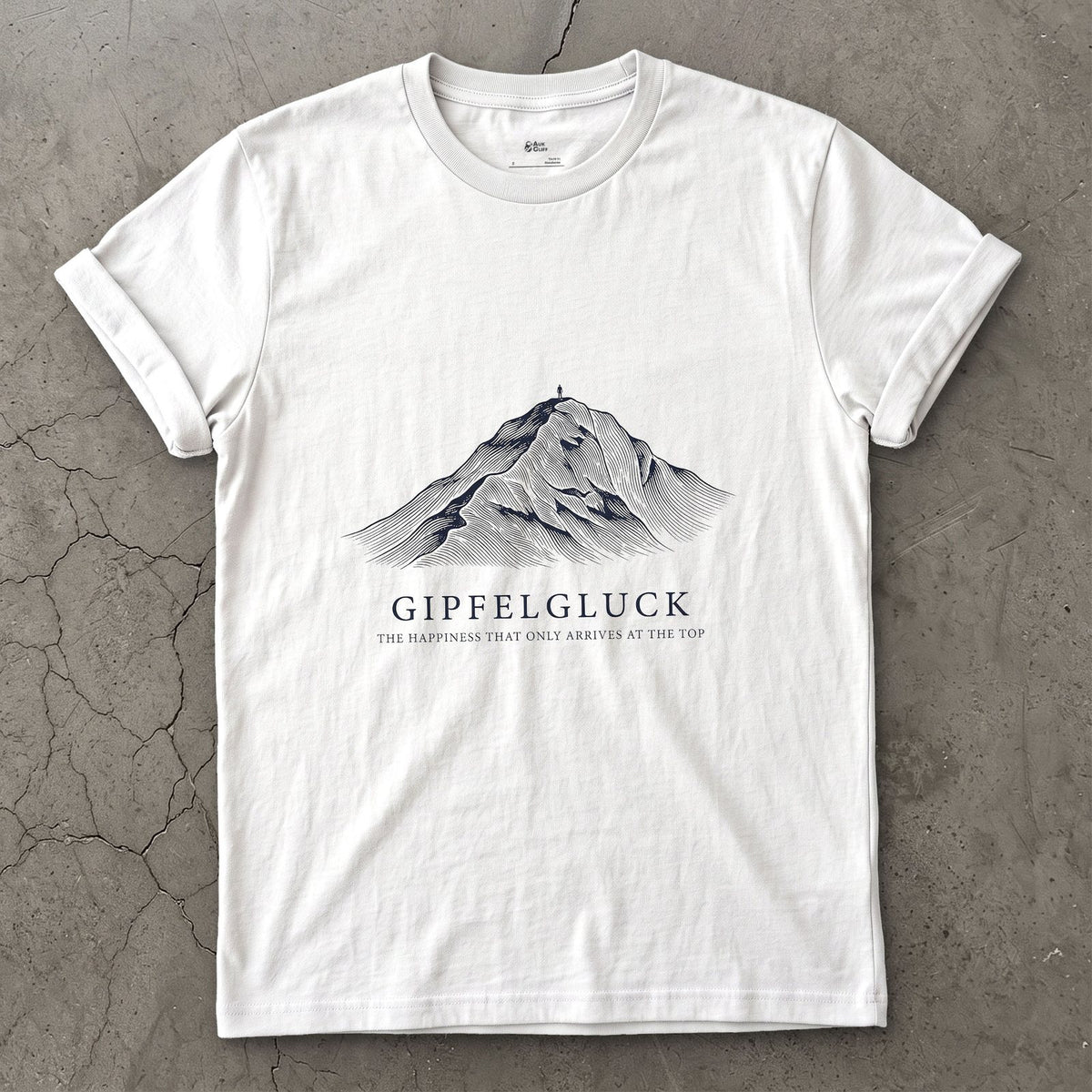 Gipfelgluck, the Happiness That Only Arrives at the Top design on a White Gildan Softstyle t-shirt