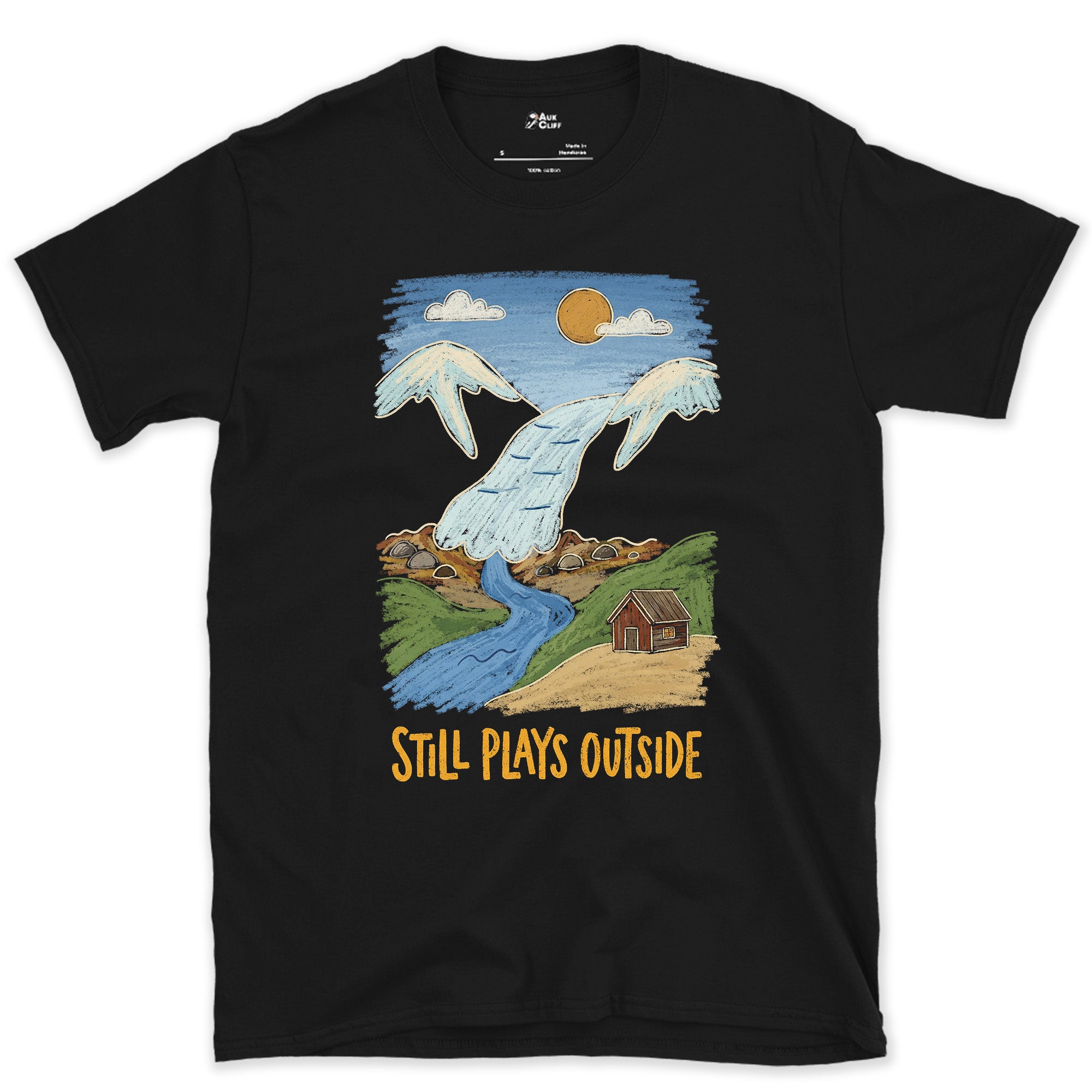Glacier Meltwater All the Way Down design on a Black Gildan Softstyle t-shirt