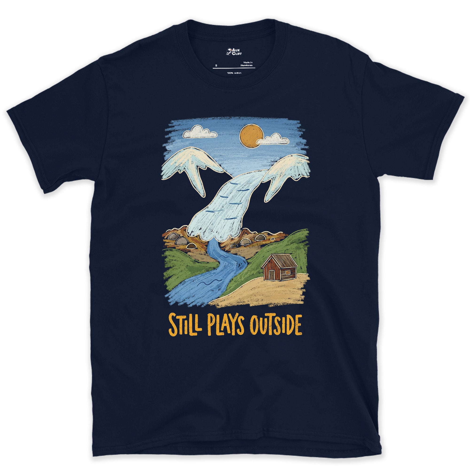 Glacier Meltwater All the Way Down design on a Navy Gildan Softstyle t-shirt
