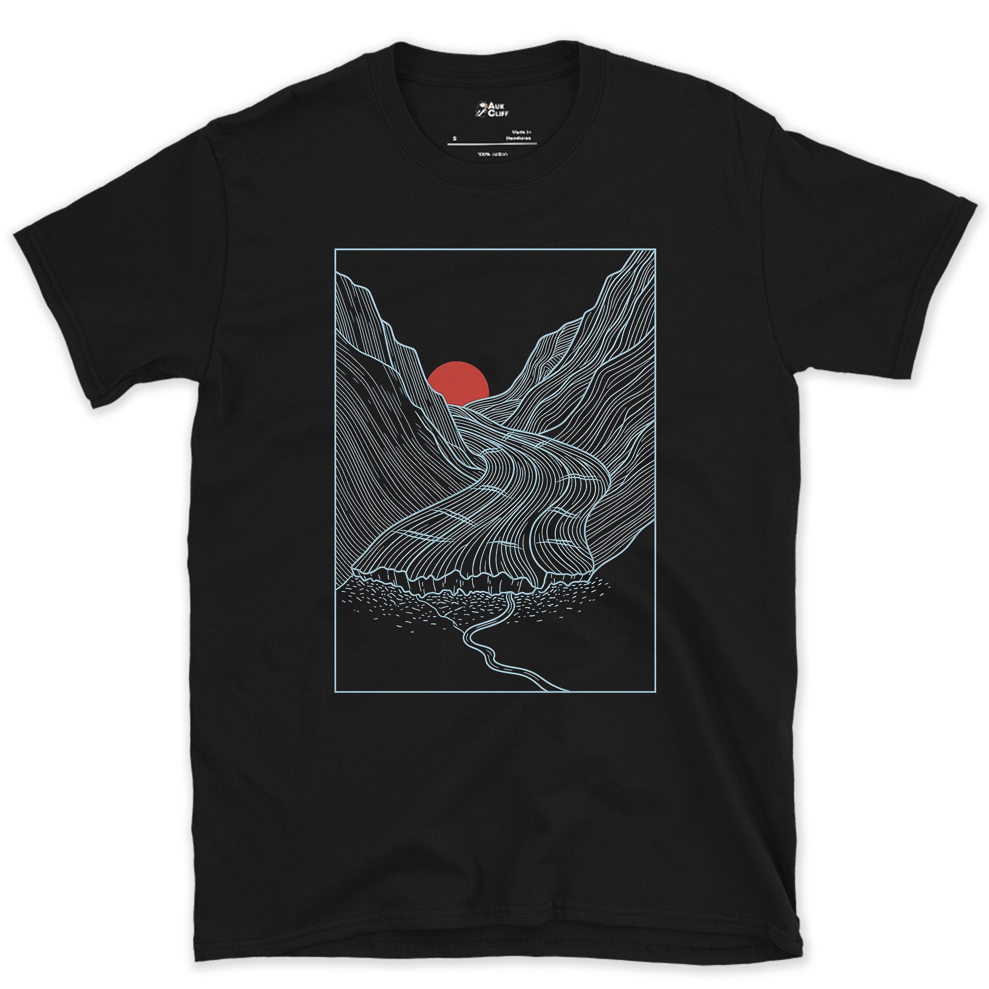 Glacier Meltwater Finding Its Way Down design on a Black Gildan Softstyle t-shirt