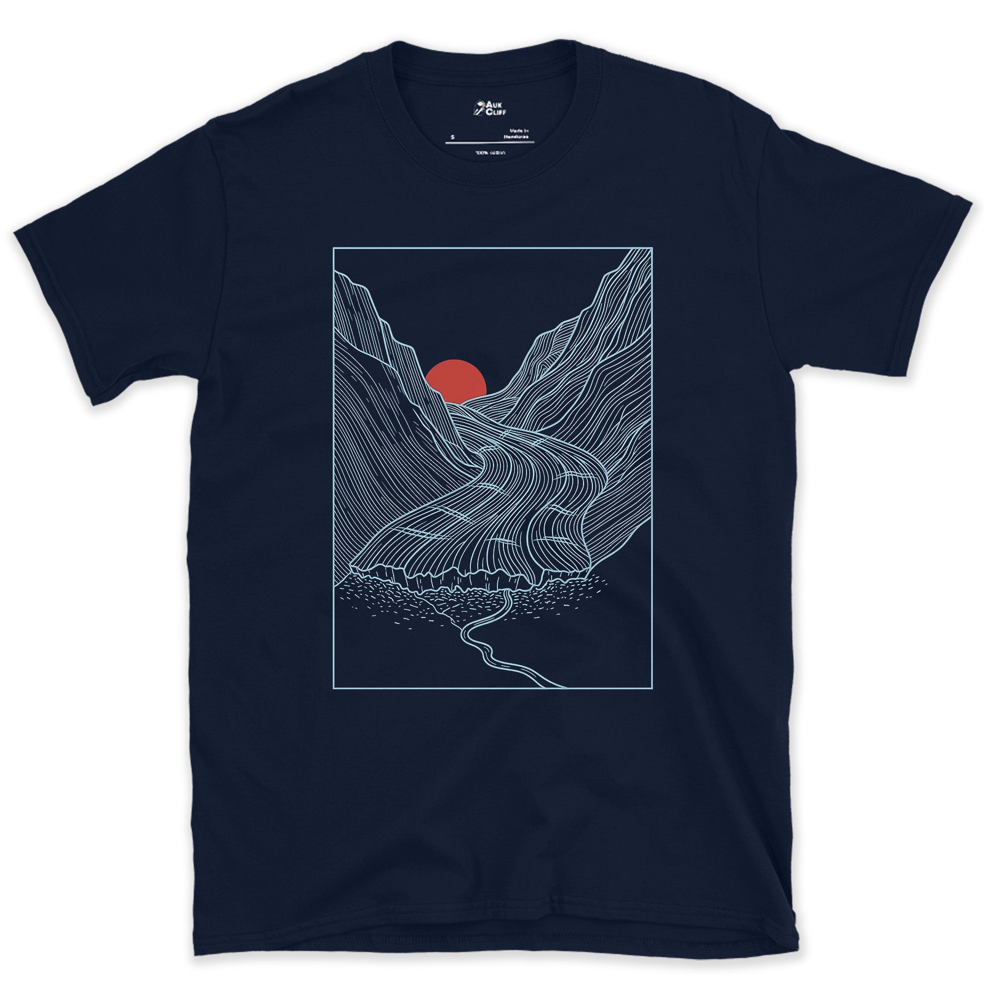 Glacier Meltwater Finding Its Way Down design on a Navy Gildan Softstyle t-shirt