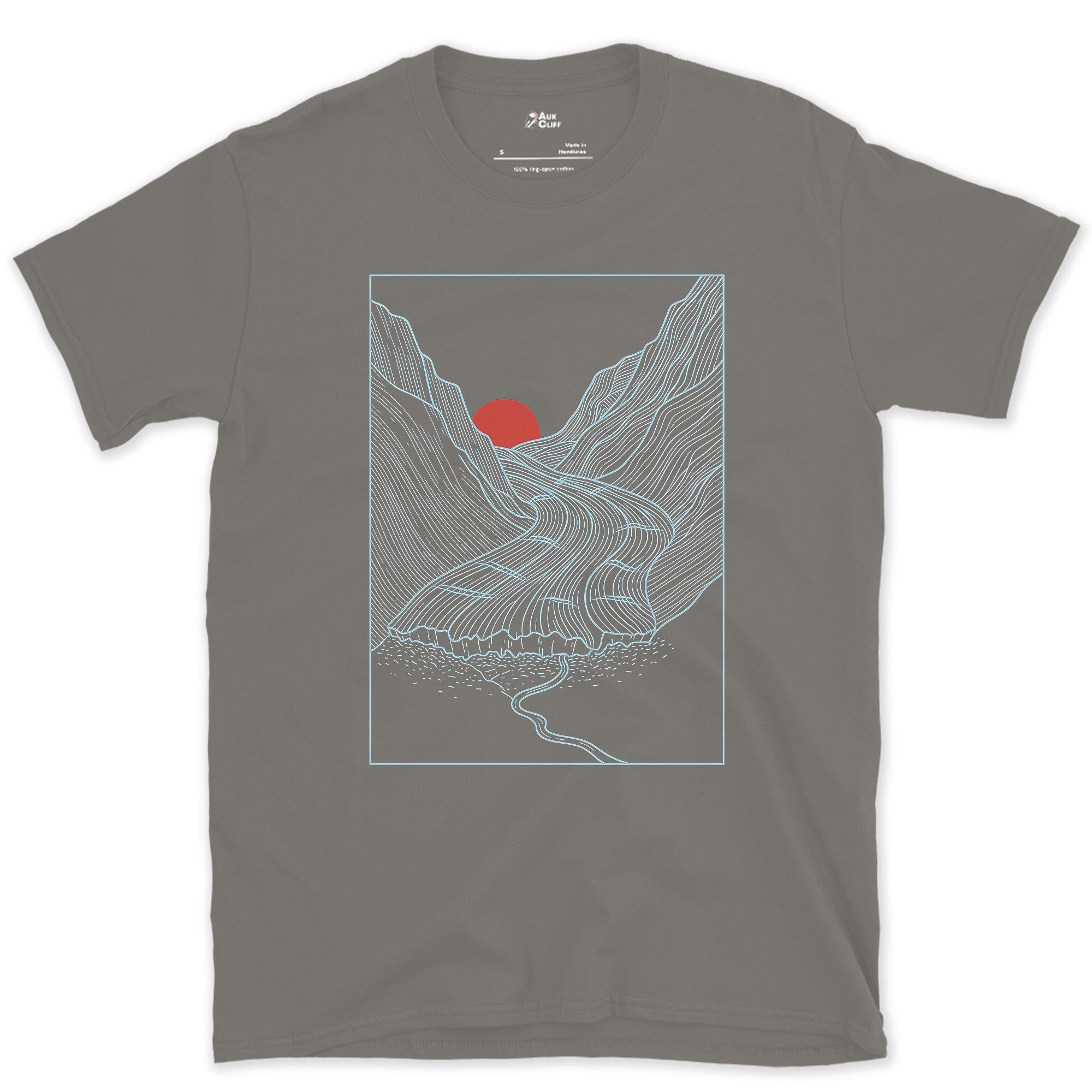 Glacier Meltwater Finding Its Way Down design on a Charcoal Gildan Softstyle t-shirt