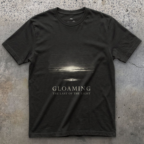 Gloaming, the Last of the Light design on a Black Gildan Softstyle t-shirt