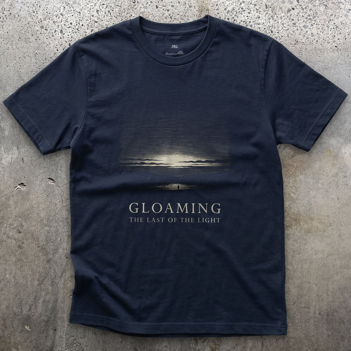 Gloaming, the Last of the Light design on a Navy Gildan Softstyle t-shirt