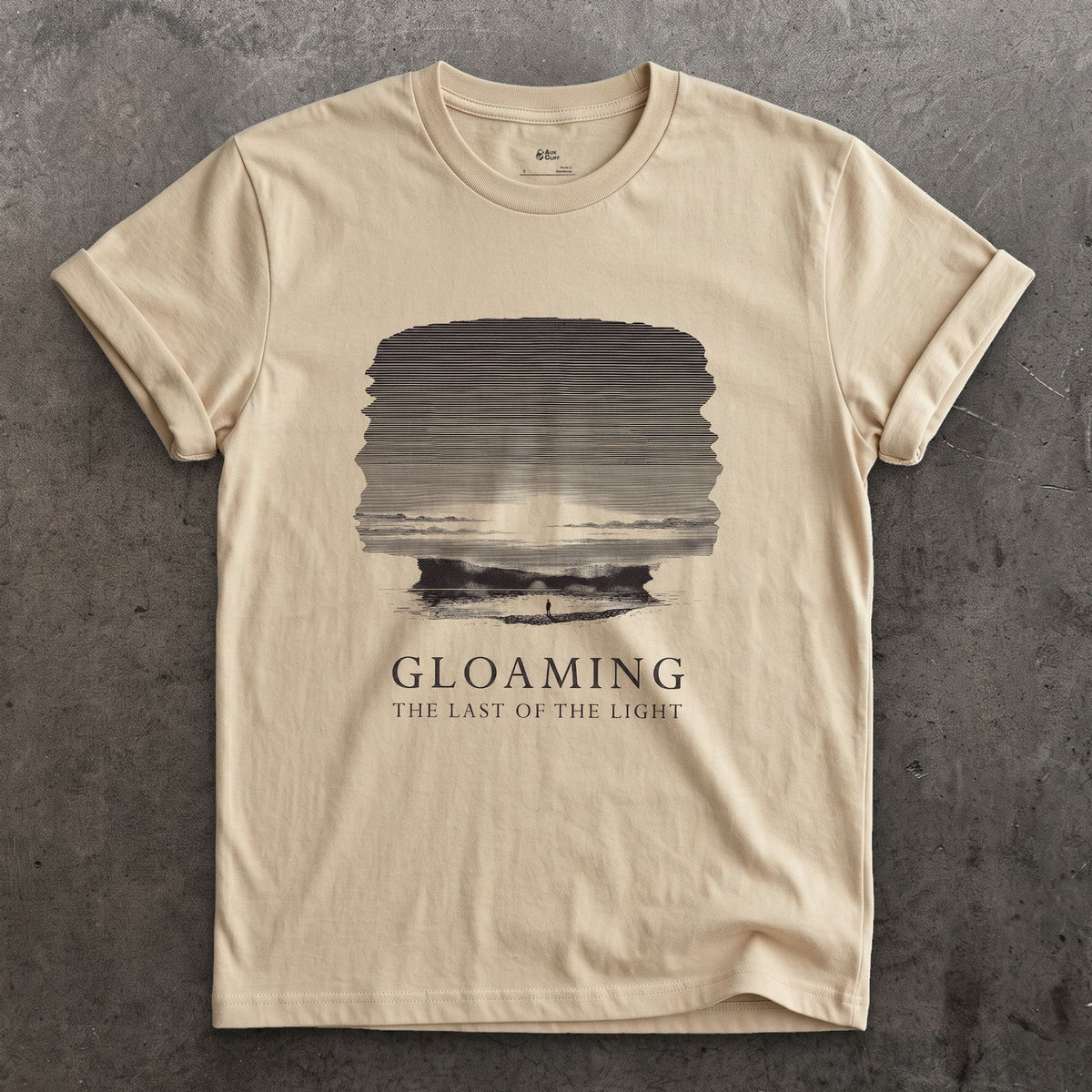 Gloaming, the Last of the Light design on a Sand Gildan Softstyle t-shirt