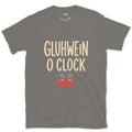 Apres Gluhwein O Clock, Two Steaming Mugs design on a Charcoal Gildan Softstyle t-shirt