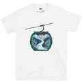 The Descent Traced Inside a Gondola Cabin design on a White Gildan Softstyle t-shirt