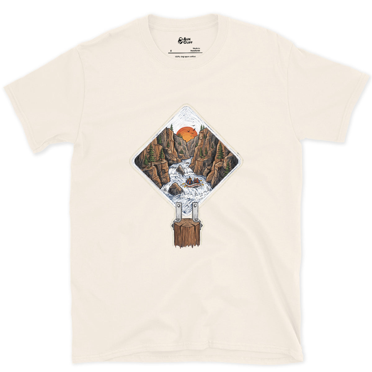 Whitewater Gorge, Rafting Grade Marker design on a Natural Gildan Softstyle t-shirt