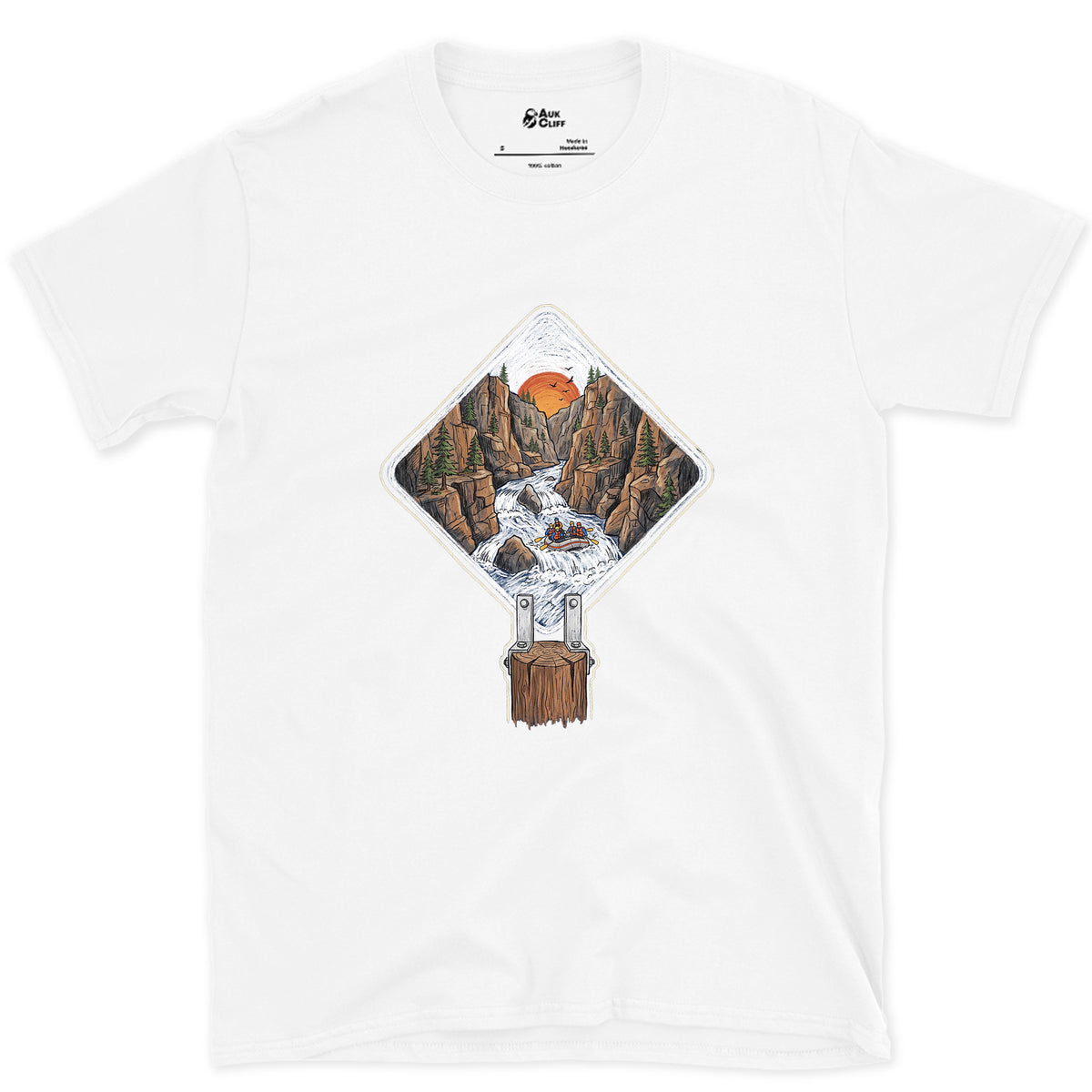 Whitewater Gorge, Rafting Grade Marker design on a White Gildan Softstyle t-shirt