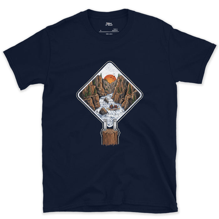 Whitewater Gorge, Rafting Grade Marker design on a Navy Gildan Softstyle t-shirt