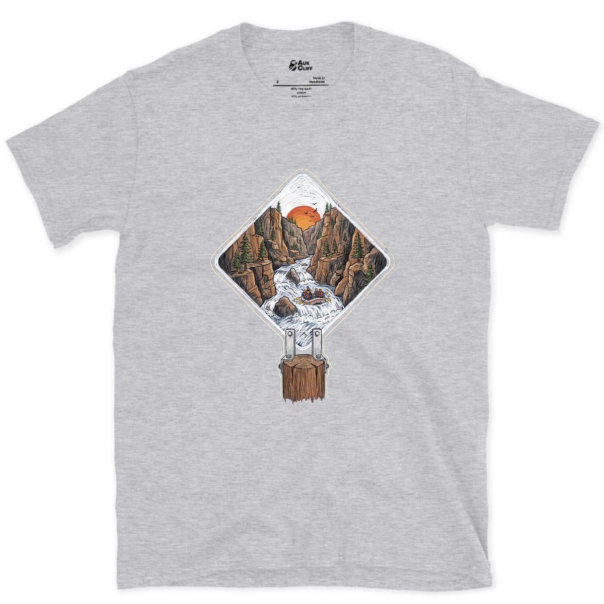 Whitewater Gorge, Rafting Grade Marker design on a Sport Grey Gildan Softstyle t-shirt