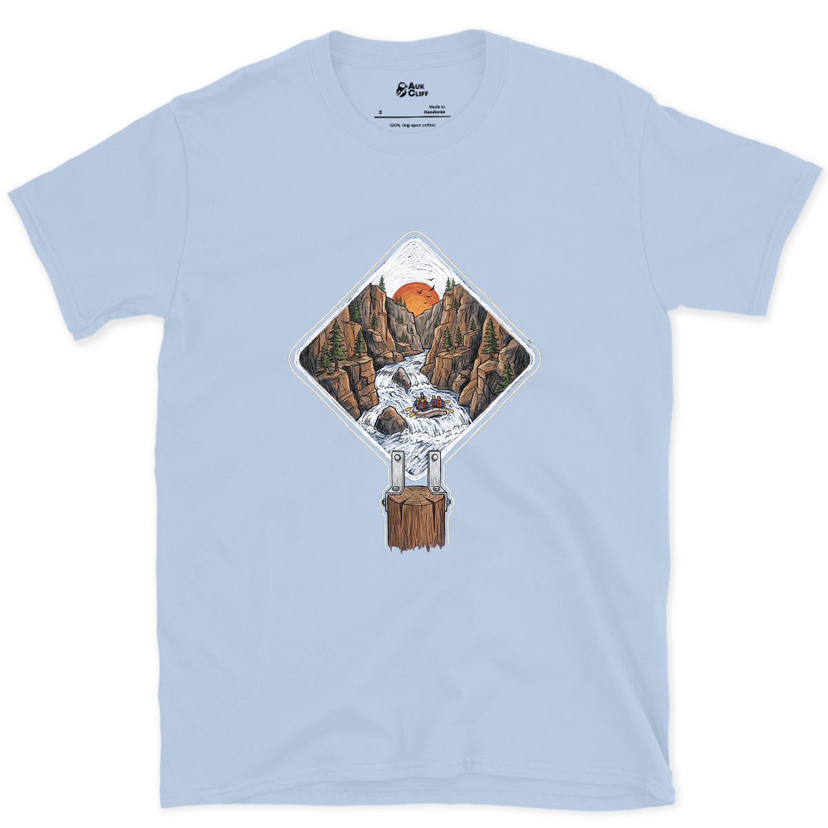Whitewater Gorge, Rafting Grade Marker design on a Light Blue Gildan Softstyle t-shirt