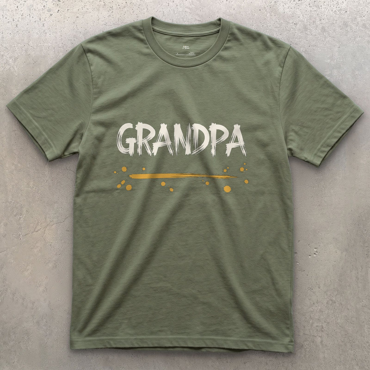Grandpa design on a Military Green Gildan Softstyle t-shirt