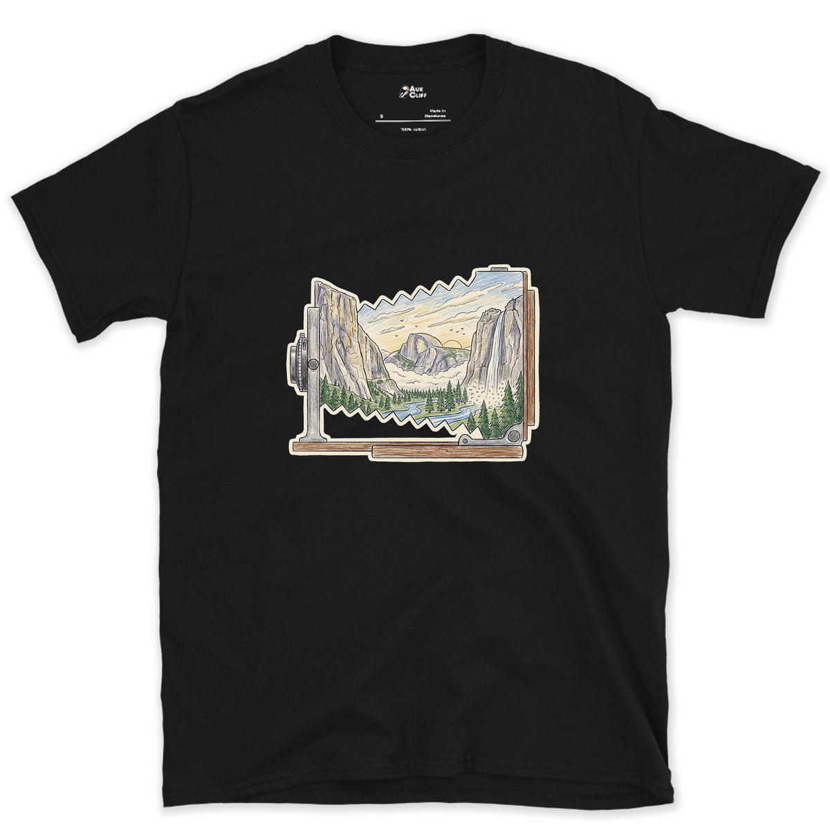 Granite Valley on the Ground Glass design on a Black Gildan Softstyle t-shirt