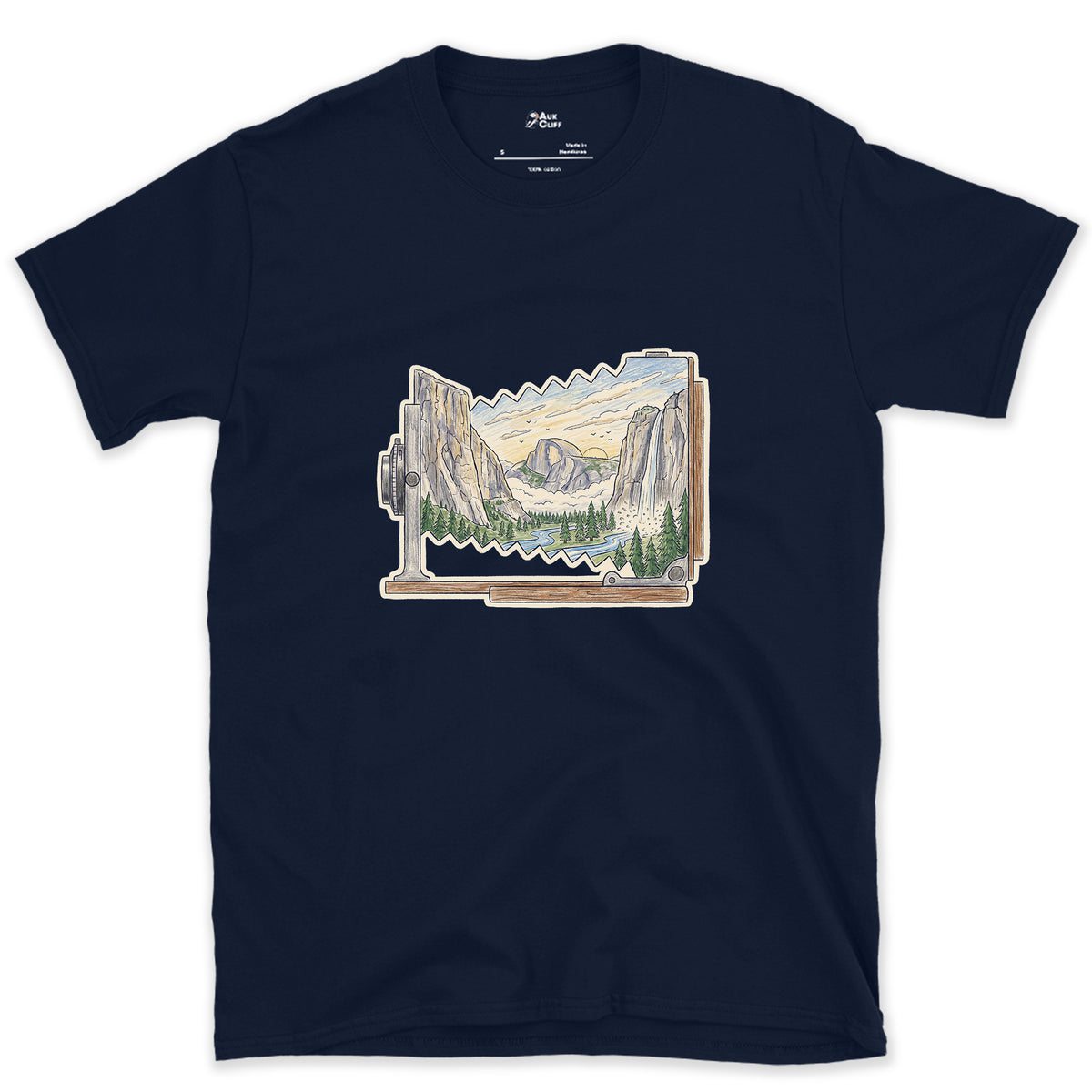Granite Valley on the Ground Glass design on a Navy Gildan Softstyle t-shirt