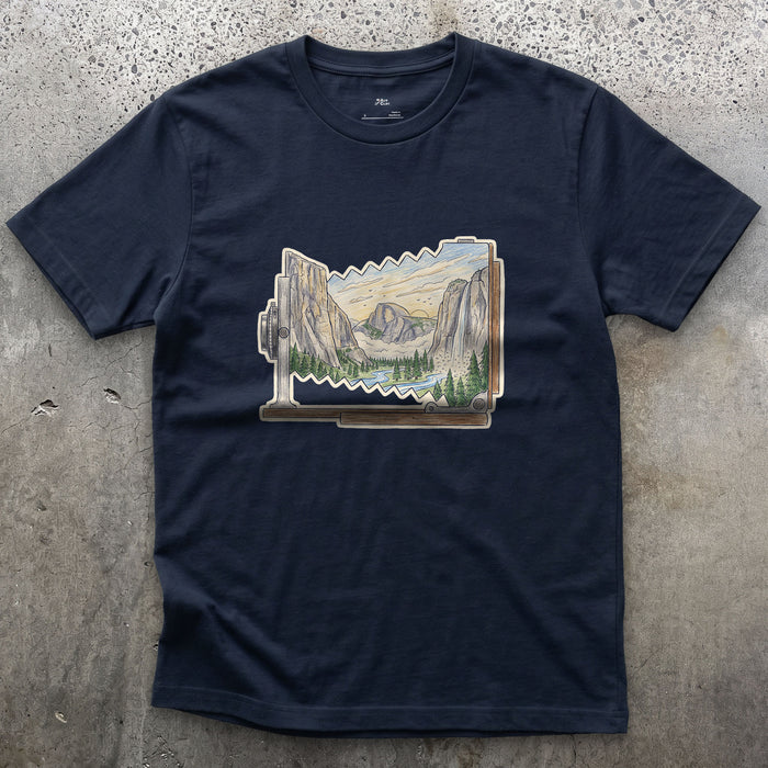 Granite Valley on the Ground Glass design on a Navy Gildan Softstyle t-shirt