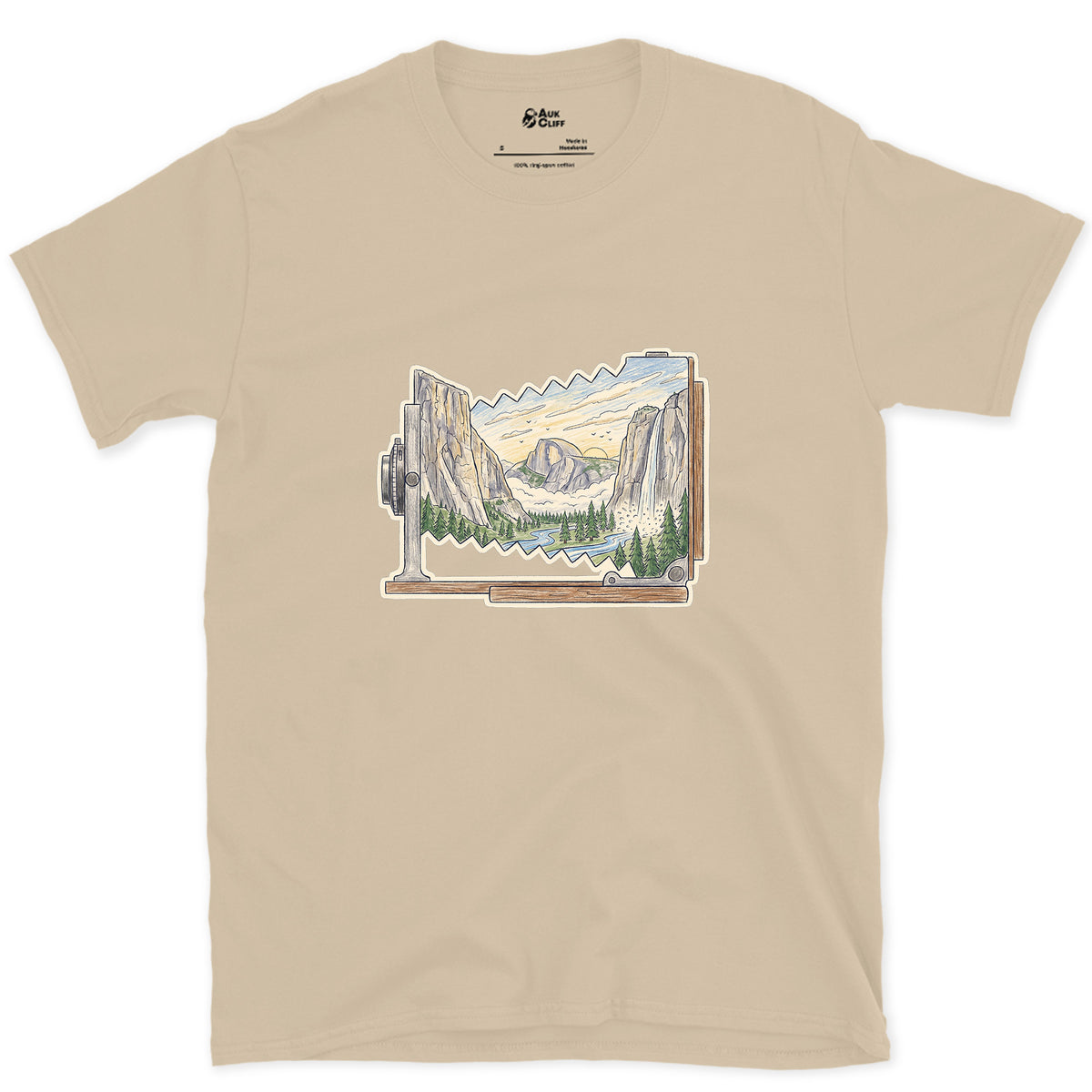 Granite Valley on the Ground Glass design on a Sand Gildan Softstyle t-shirt