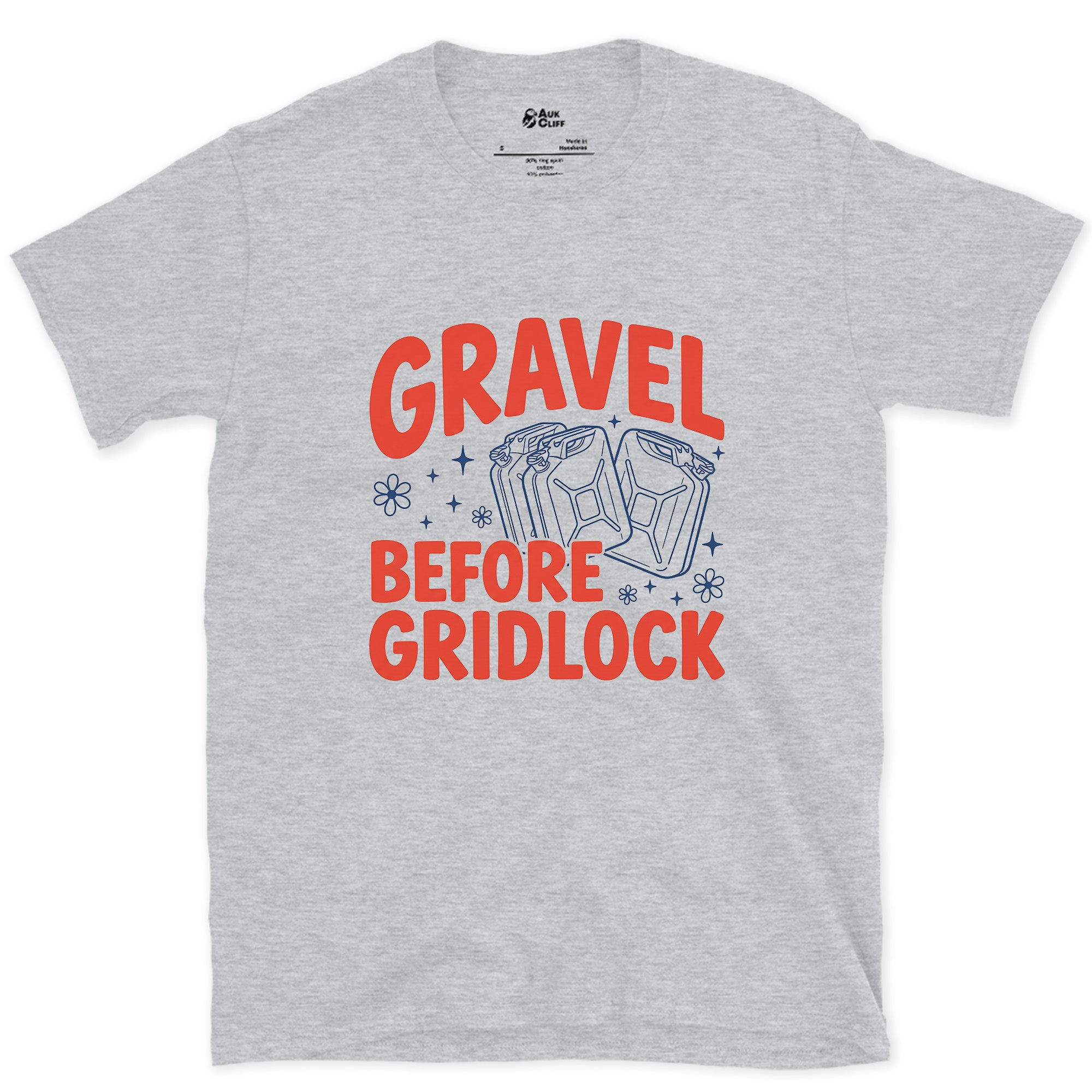 Gravel Road Before Gridlock design on a Sport Grey Gildan Softstyle t-shirt