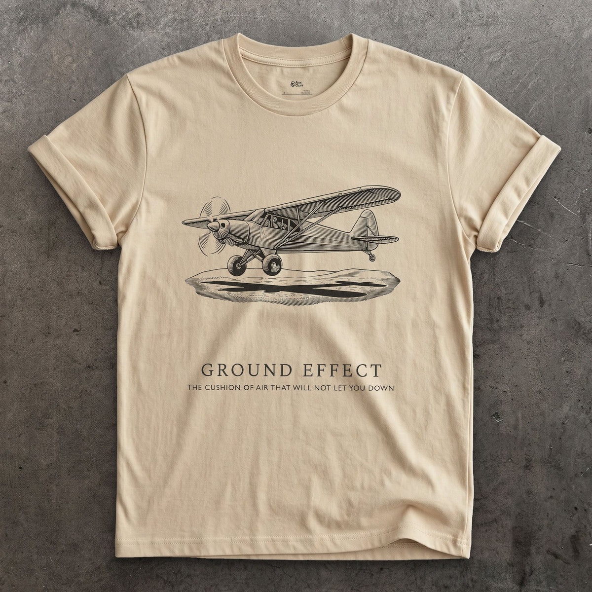 Ground Effect, the Cushion of Air design on a Sand Gildan Softstyle t-shirt