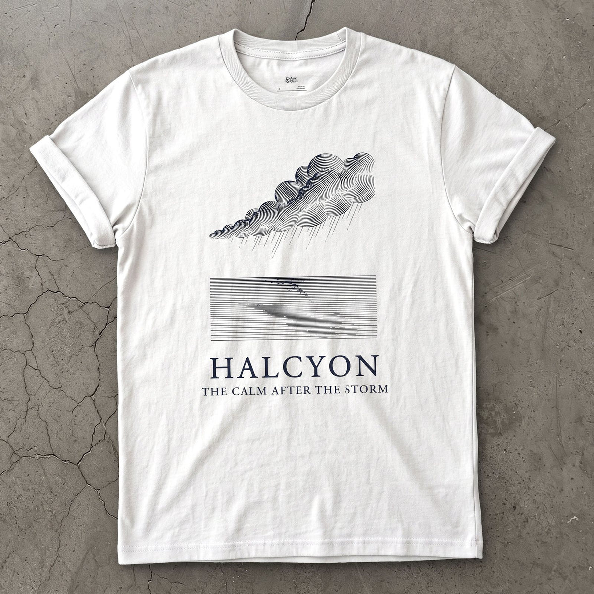 Halcyon, the Calm After the Storm design on a White Gildan Softstyle t-shirt