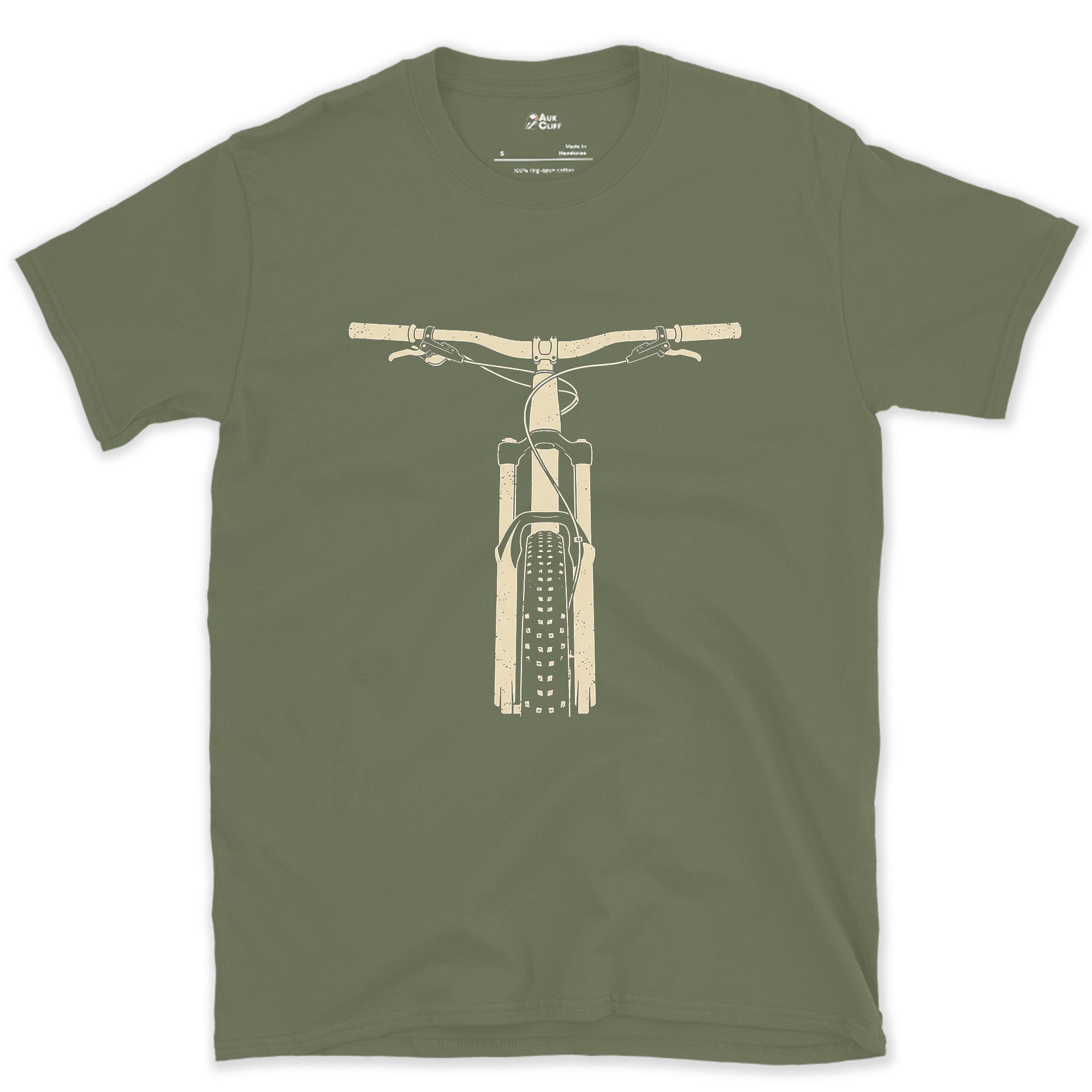 The Trail Dropping Away in Front of You design on a Military Green Gildan Softstyle t-shirt