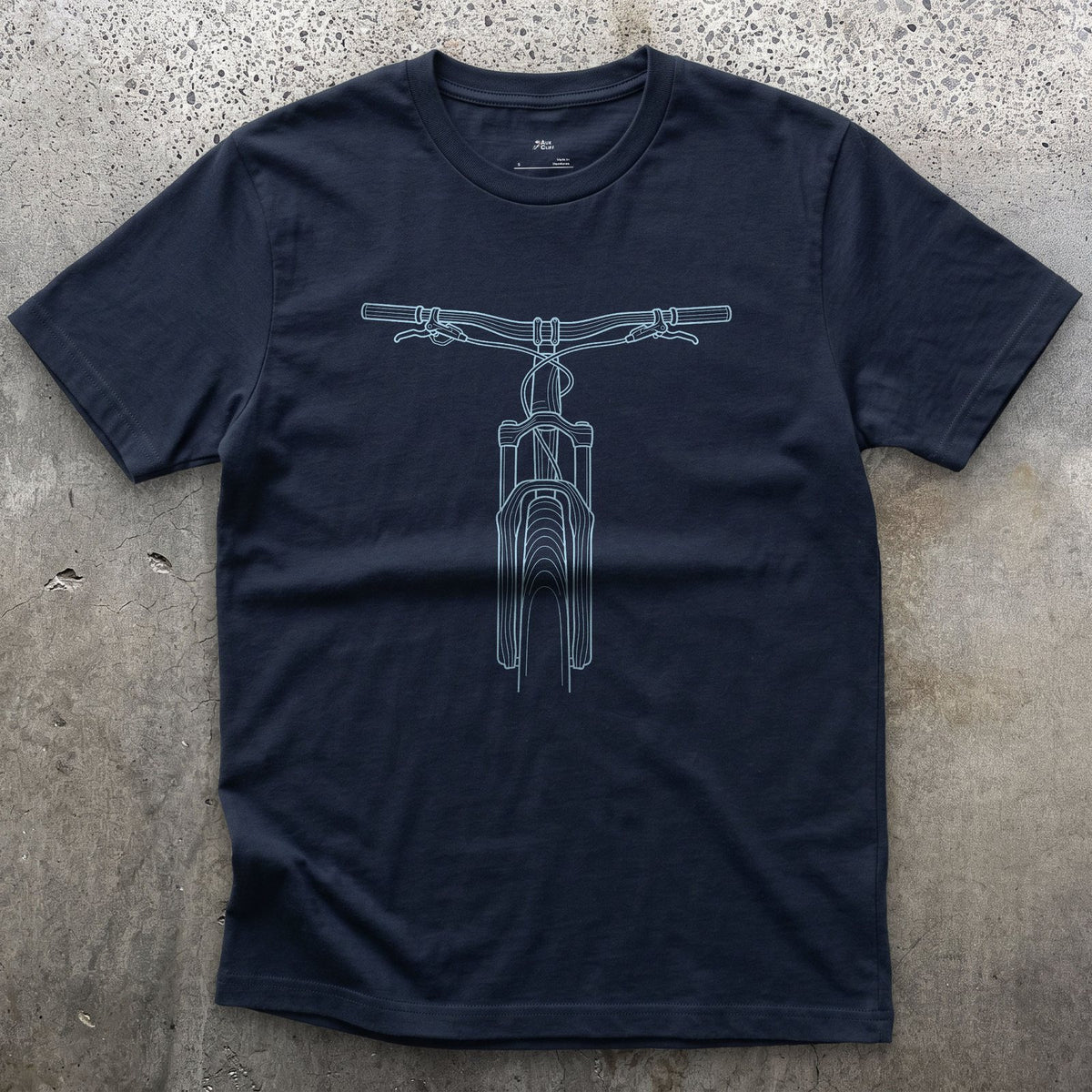 Looking Down at Your Own Handlebars design on a Navy Gildan Softstyle t-shirt