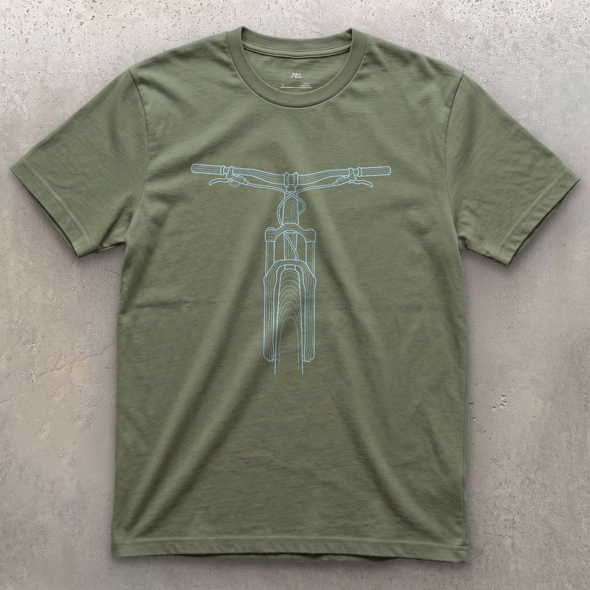 Looking Down at Your Own Handlebars design on a Military Green Gildan Softstyle t-shirt