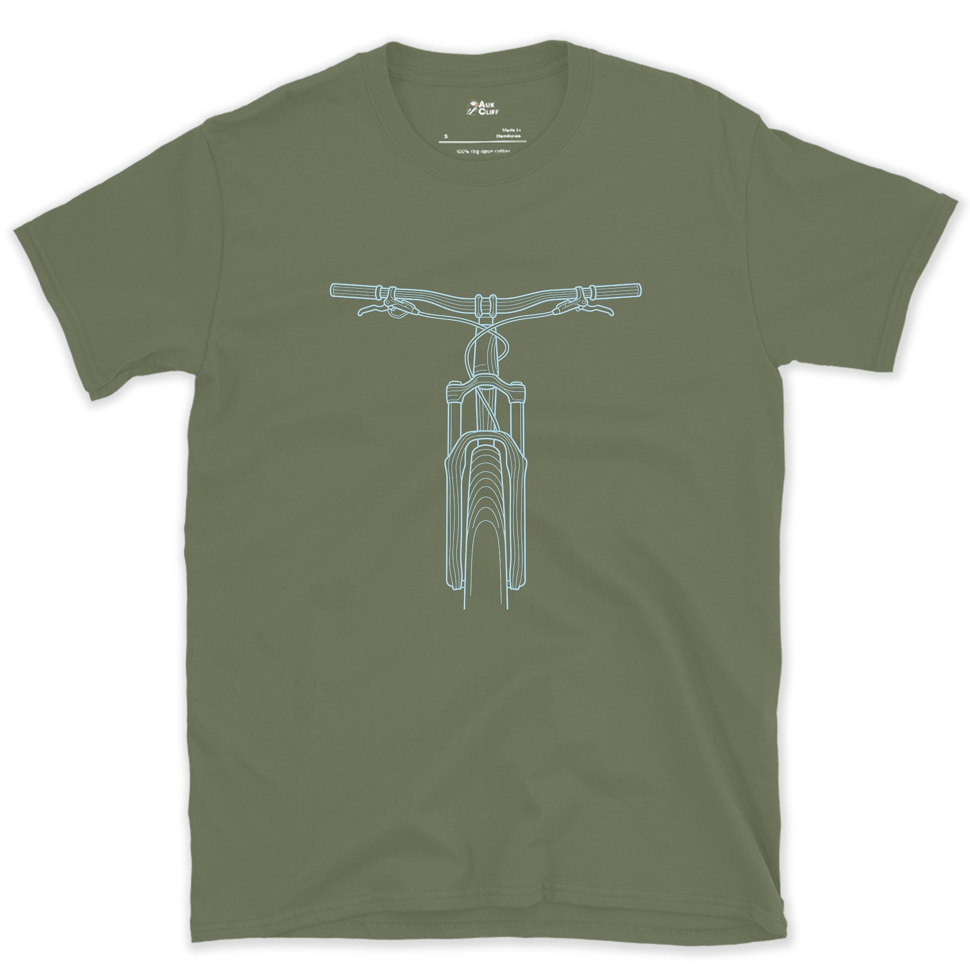 Looking Down at Your Own Handlebars design on a Military Green Gildan Softstyle t-shirt