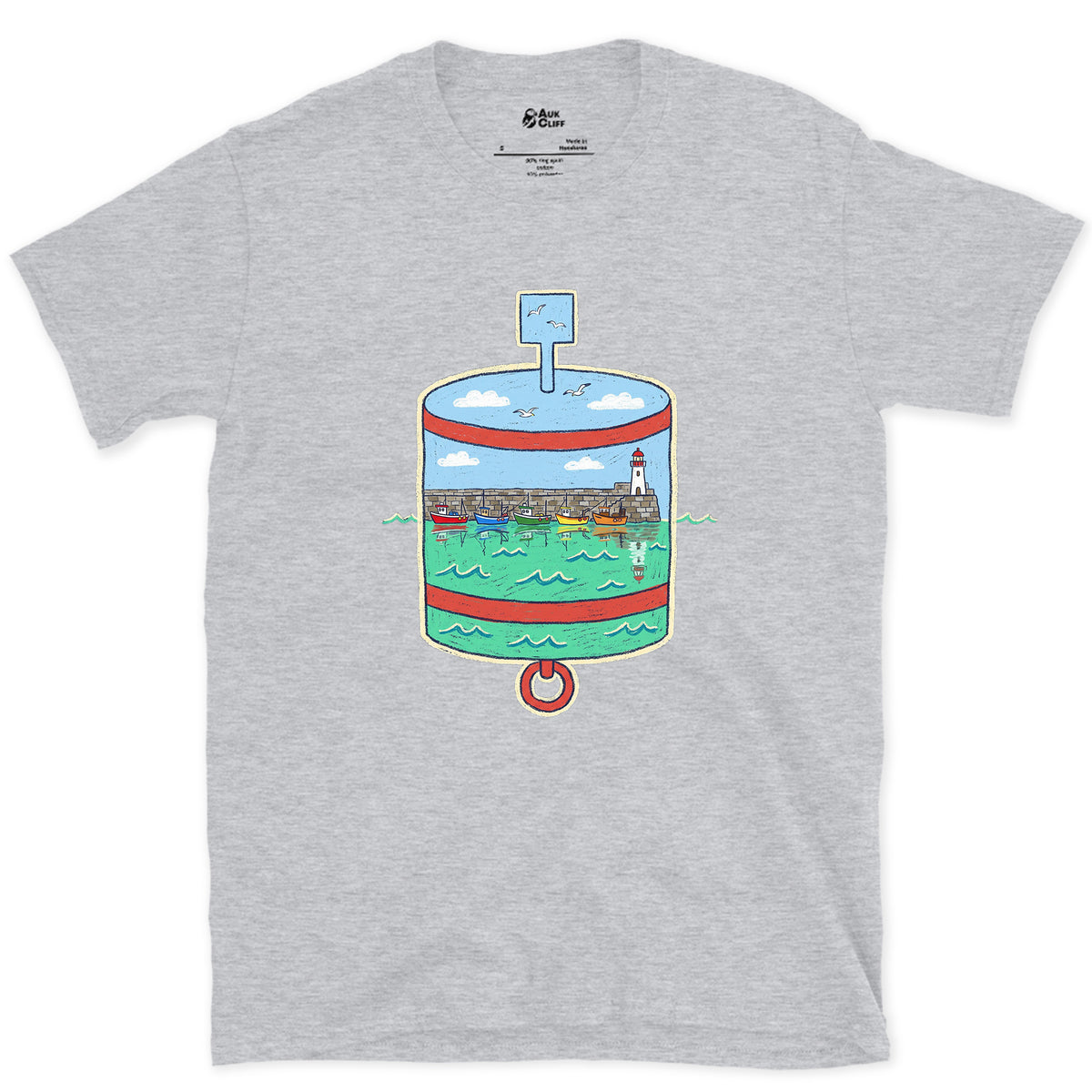 Harbour Mouth, Port Hand Buoy design on a Sport Grey Gildan Softstyle t-shirt