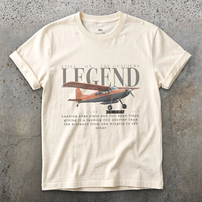 Helio Courier Bush Plane design on a Natural Gildan Softstyle t-shirt