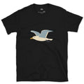 Banking Hard, Gull in Flight design on a Black Gildan Softstyle t-shirt