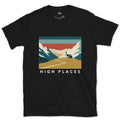 High Places, Chapel on the Mountain Path design on a Black Gildan Softstyle t-shirt