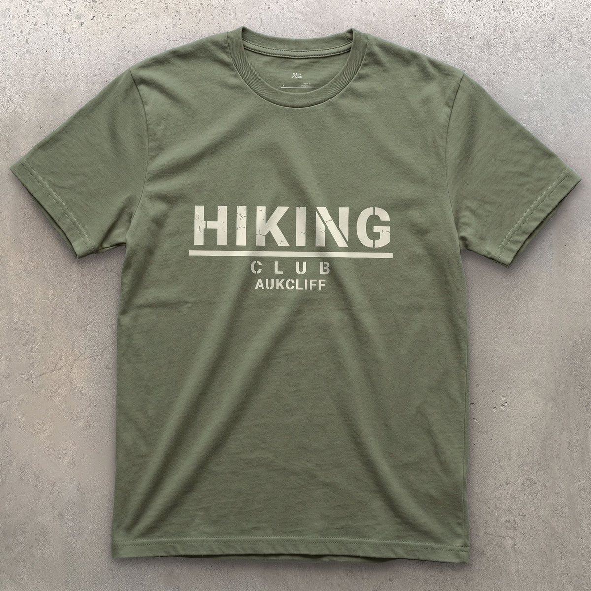 The Hiking Club, Nothing Else Added design on a Military Green Gildan Softstyle t-shirt