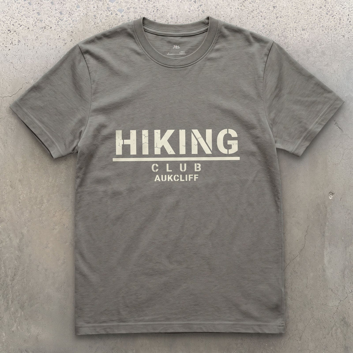 The Hiking Club, Nothing Else Added design on a Charcoal Gildan Softstyle t-shirt