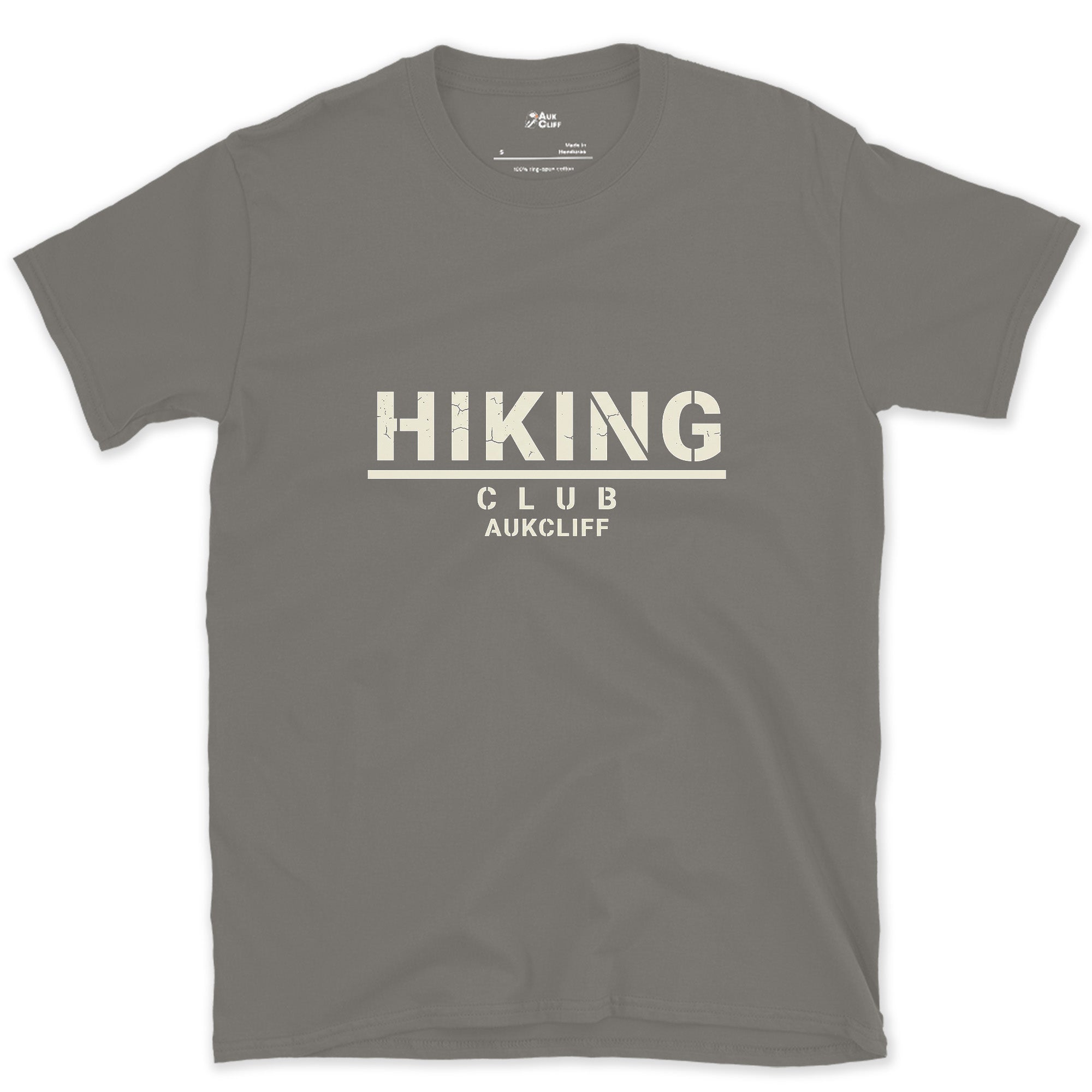 The Hiking Club, Nothing Else Added design on a Charcoal Gildan Softstyle t-shirt