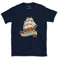 Homeward Bound, Clipper Ship design on a Navy Gildan Softstyle t-shirt