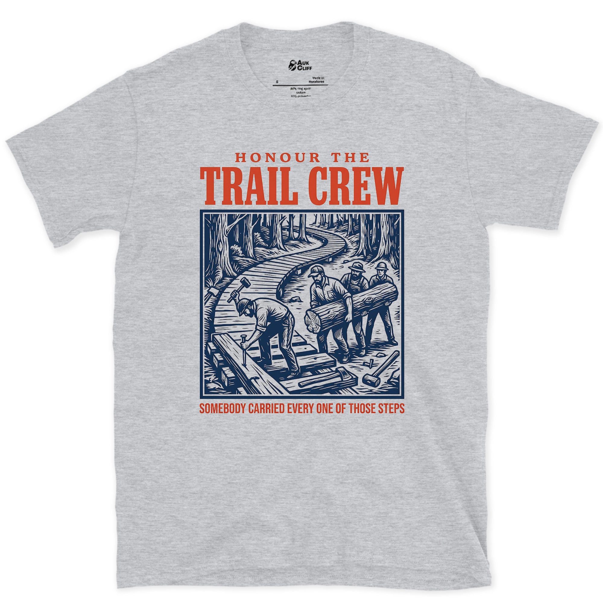 Honour the Trail Crew, Every Step Was Carried design on a Sport Grey Gildan Softstyle t-shirt