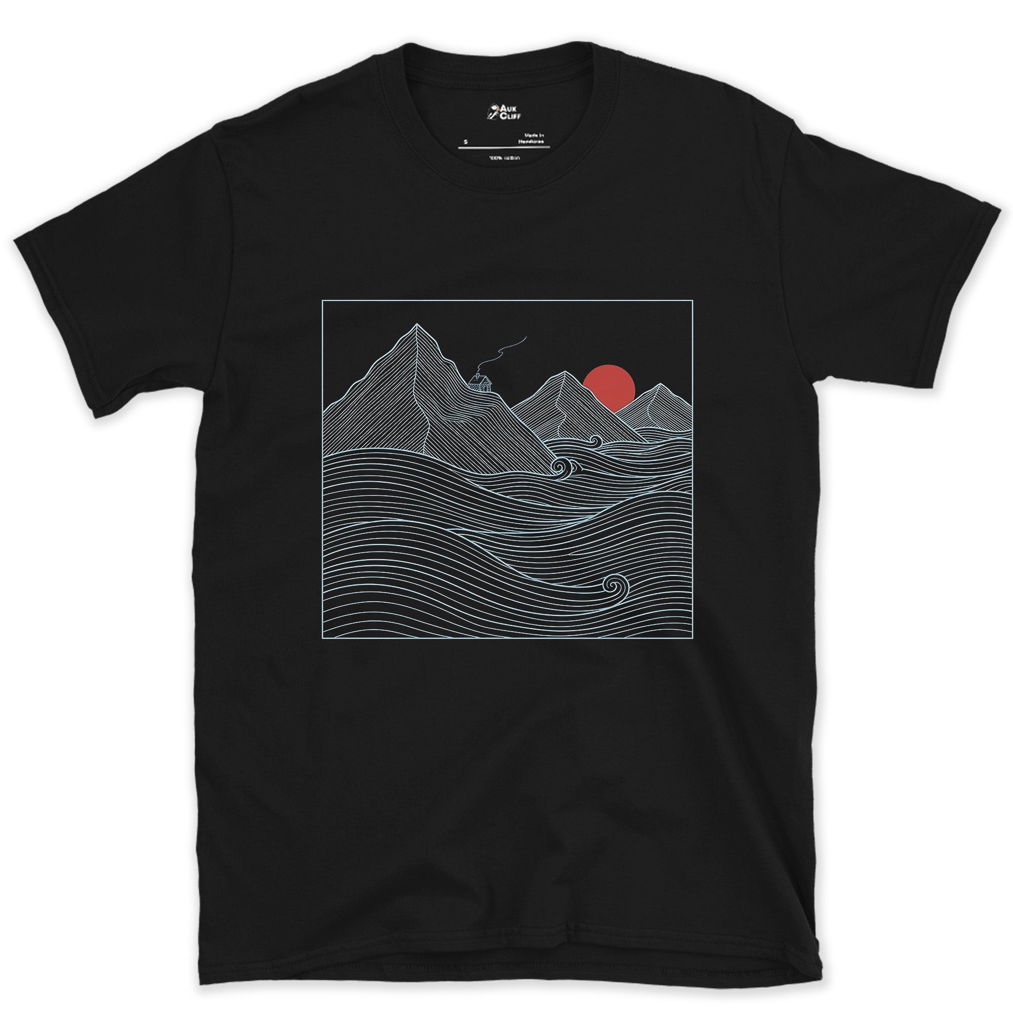 Only the Peak Breaks the Sea of Clouds design on a Black Gildan Softstyle t-shirt