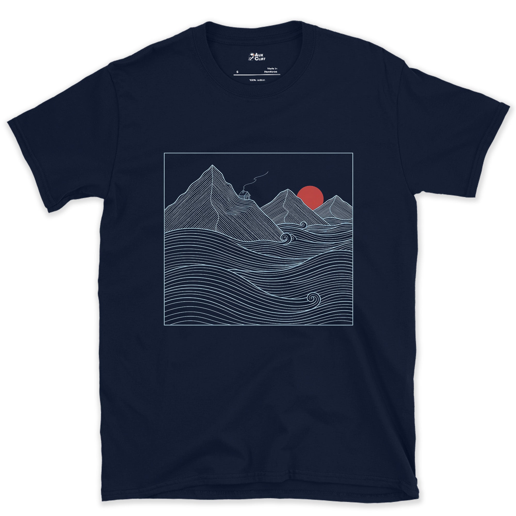 Only the Peak Breaks the Sea of Clouds design on a Navy Gildan Softstyle t-shirt